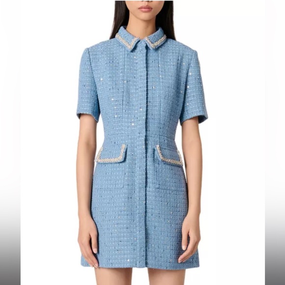 Maje Dresses & Skirts - Rilya Sequin Embellished Tweed Short Dress